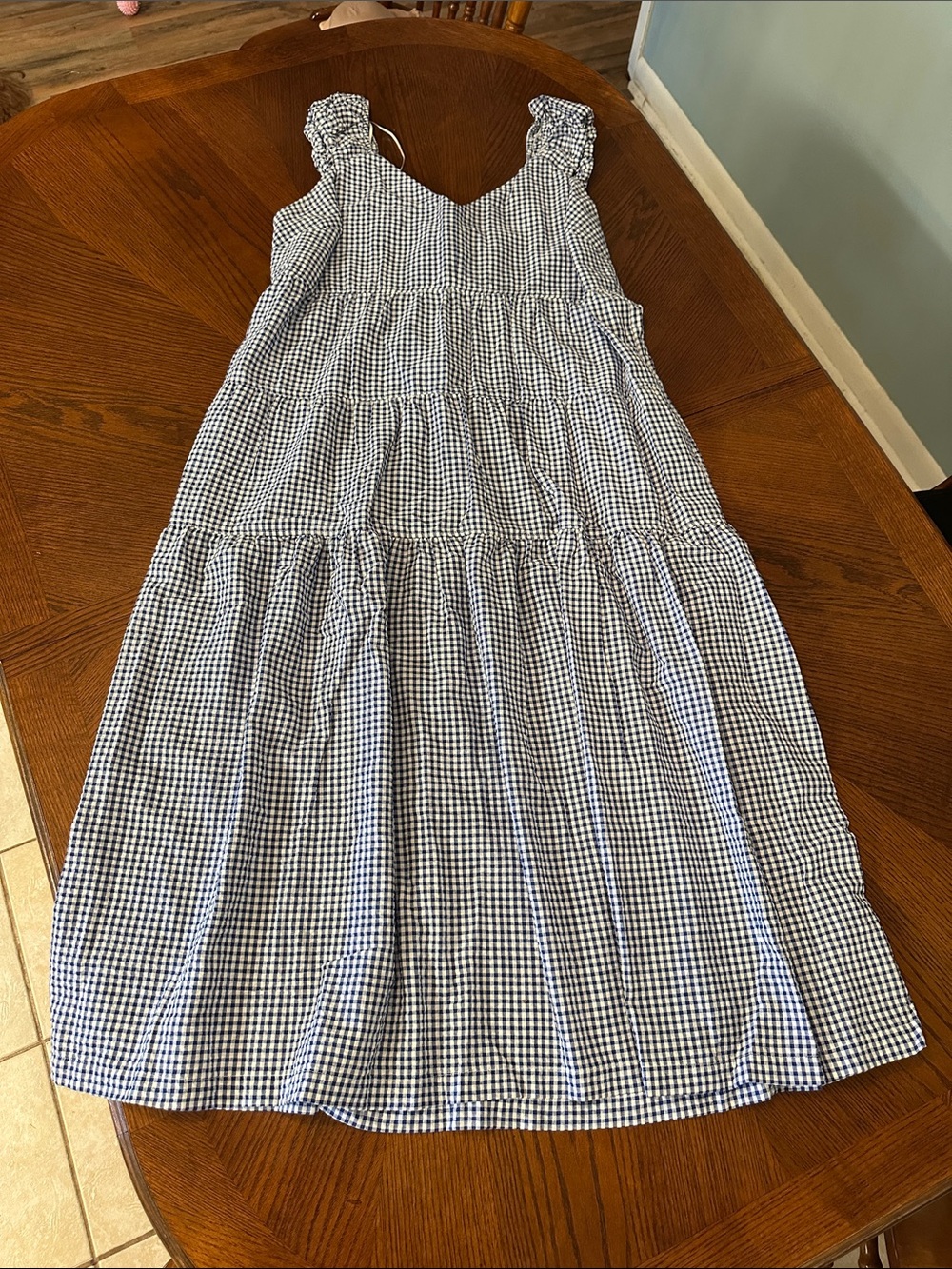 Women’s Blue Gingham Tiered Sundress